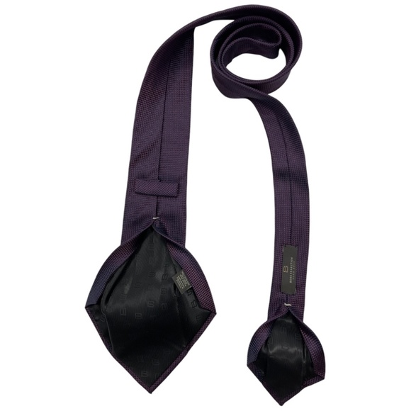 HUGO BOSS SELECTION TRIFOLD Navy/Purple Geometric Silk LUXURY Tie ITALY - Picture 5 of 6